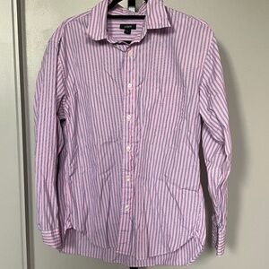 J.Crew Pink & Blue Striped Button-Up Shirt – Size M – Good Condition